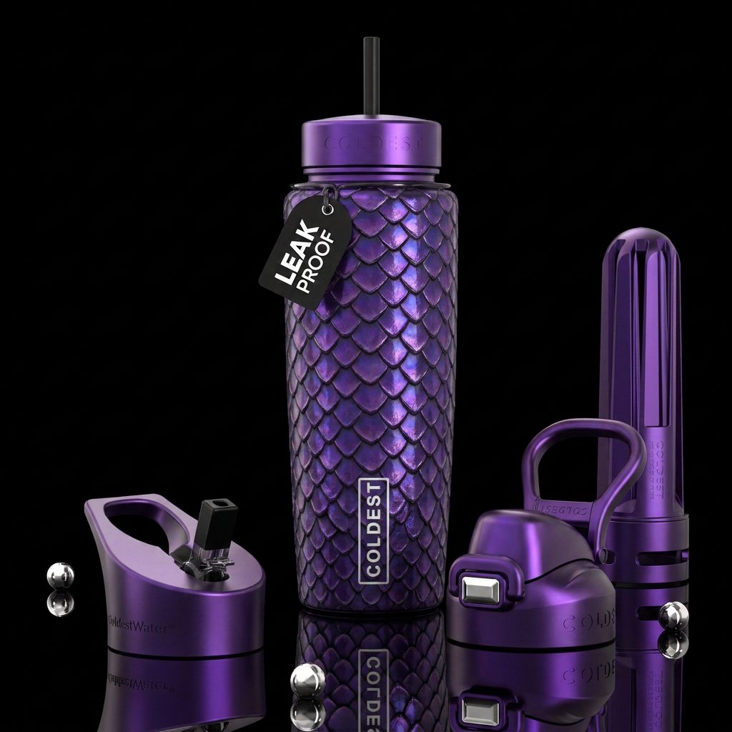 Purple dragon scales water bottle design