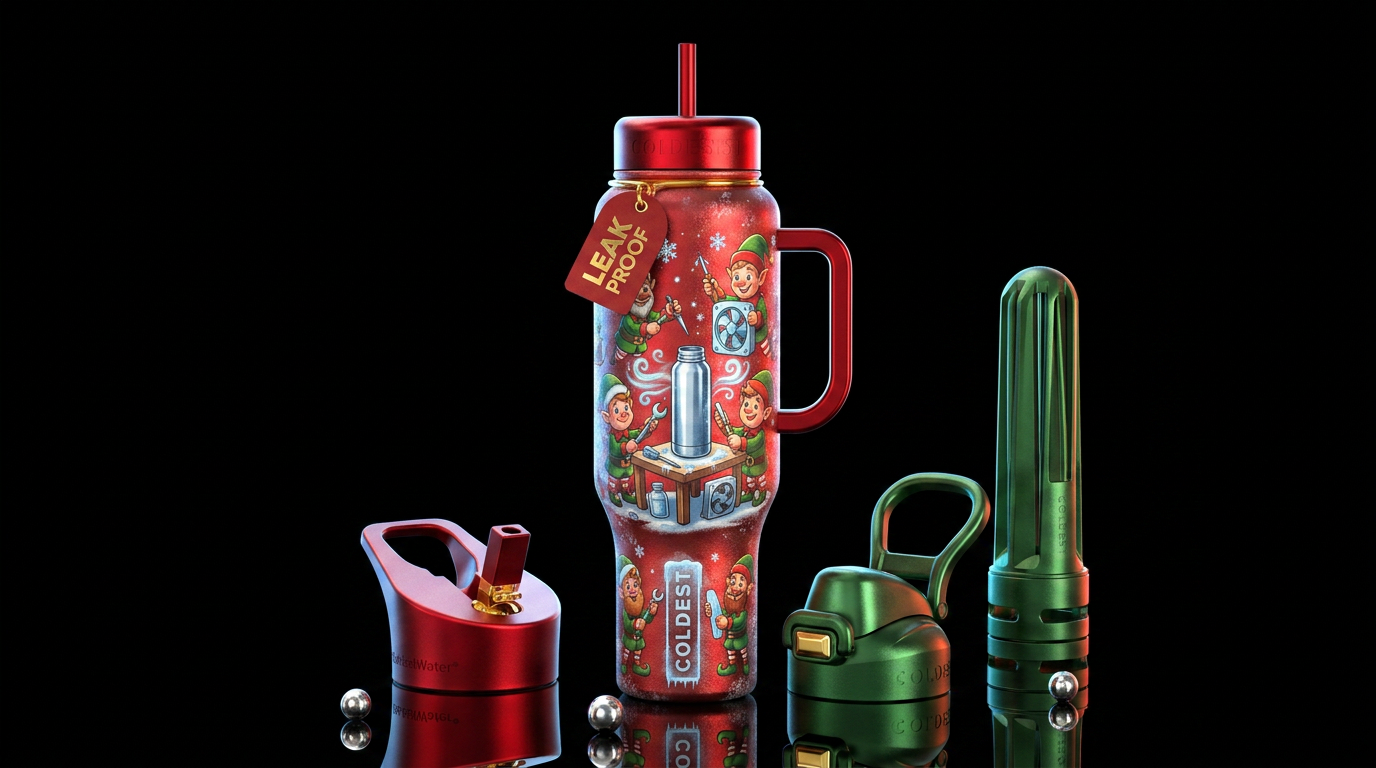 Christmas, elves making coldest bottles water bottle design