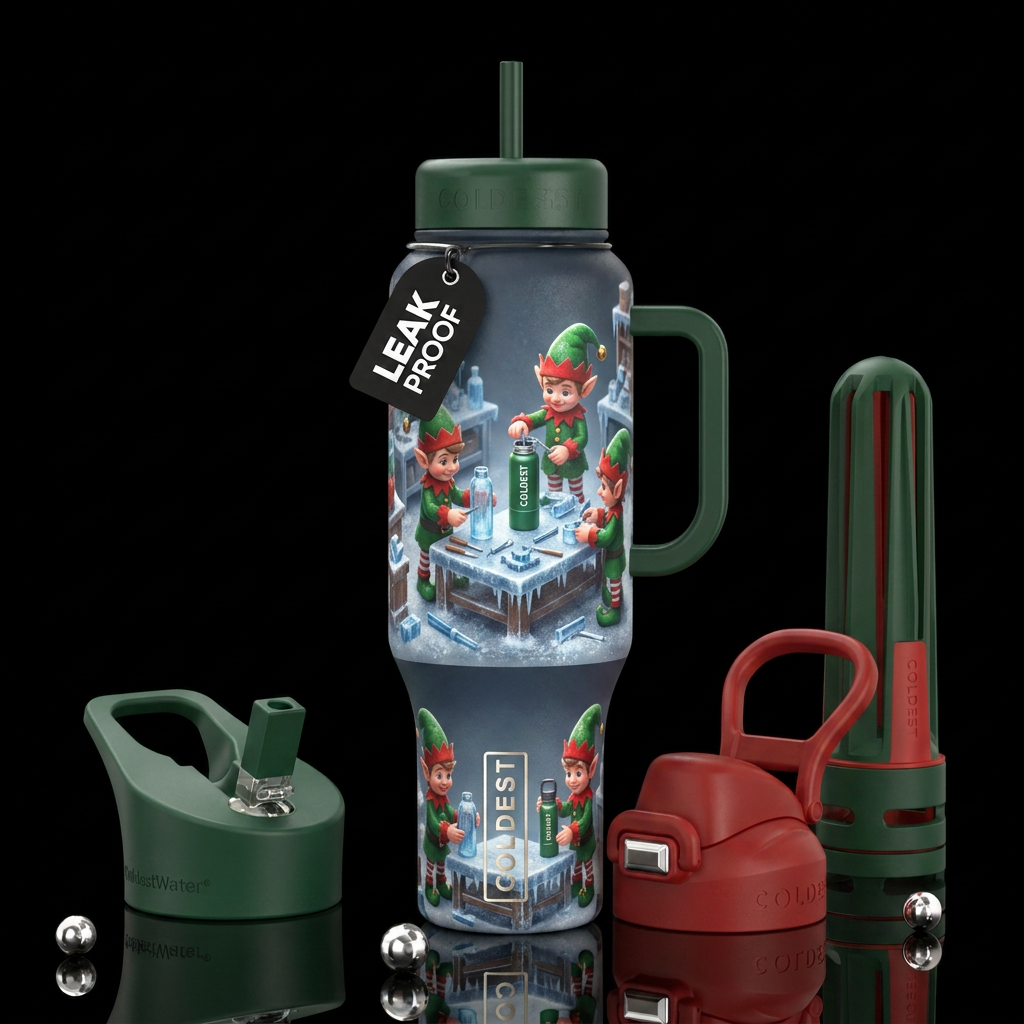 Christmas, elves making coldest bottles water bottle design