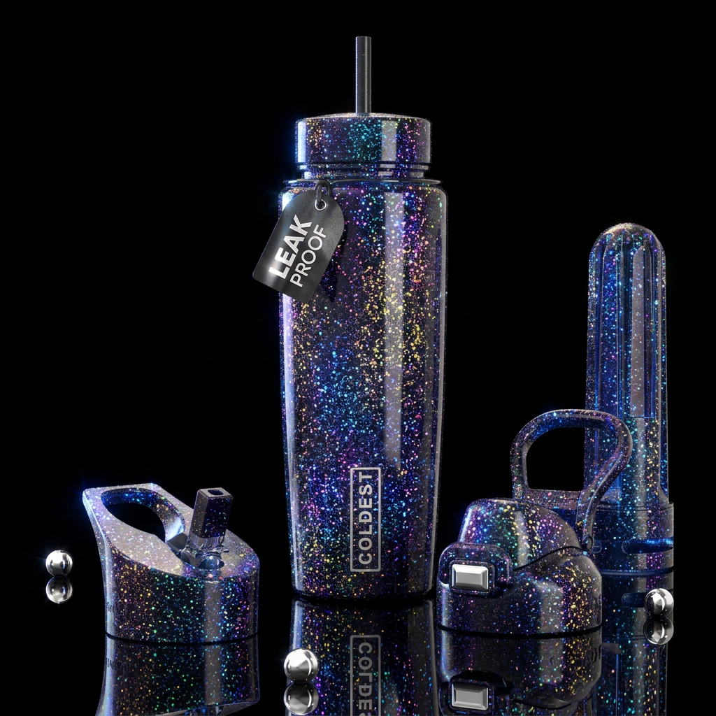 glowie, sparkly, shiny, beautiul, magical, luxurio... water bottle design
