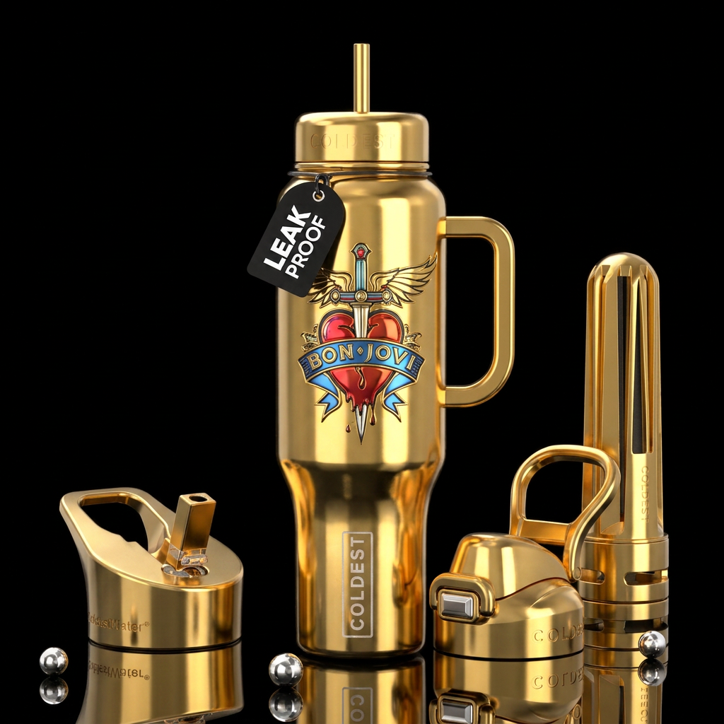 Bon jovi emblem water bottle design