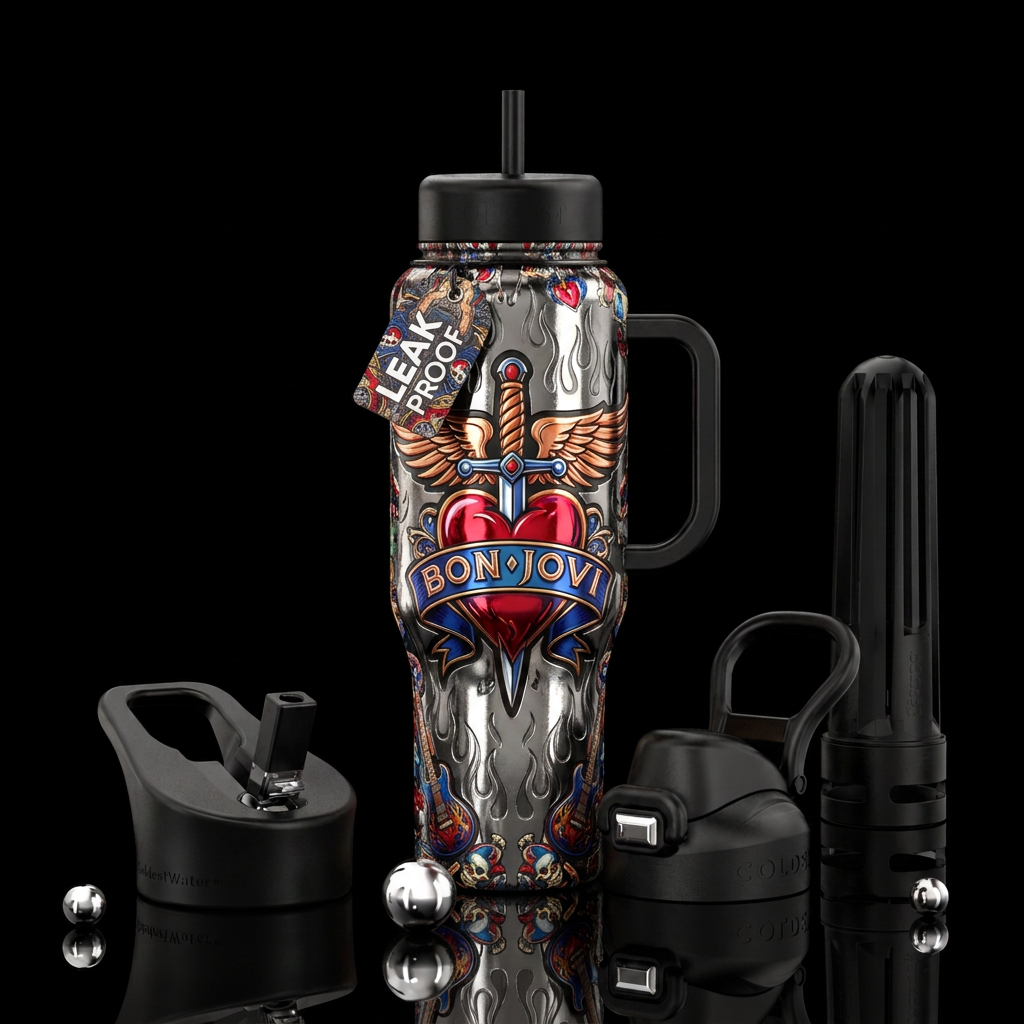 Bon jovi emblem water bottle design
