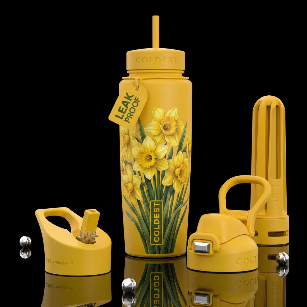 Daffodils water bottle design