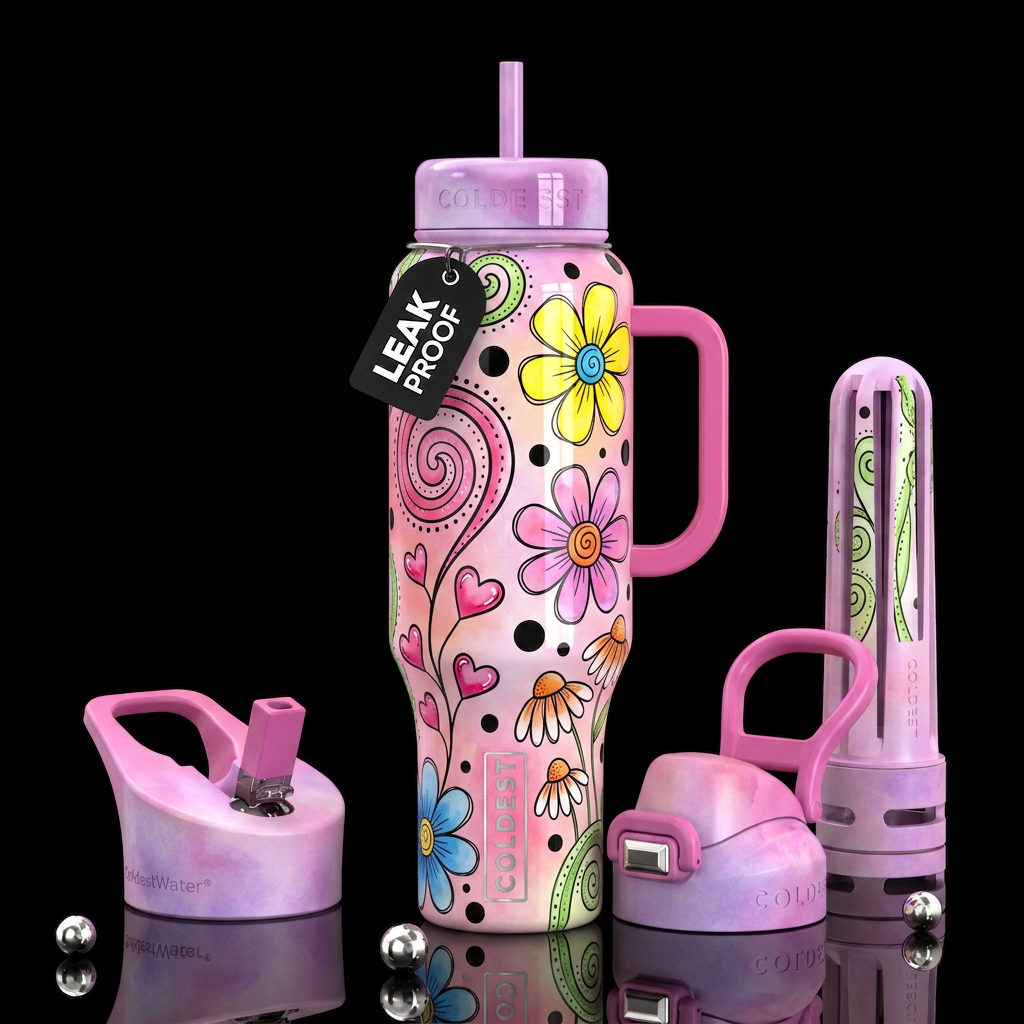 A  high-resolution photograph of a white surface, ... water bottle design