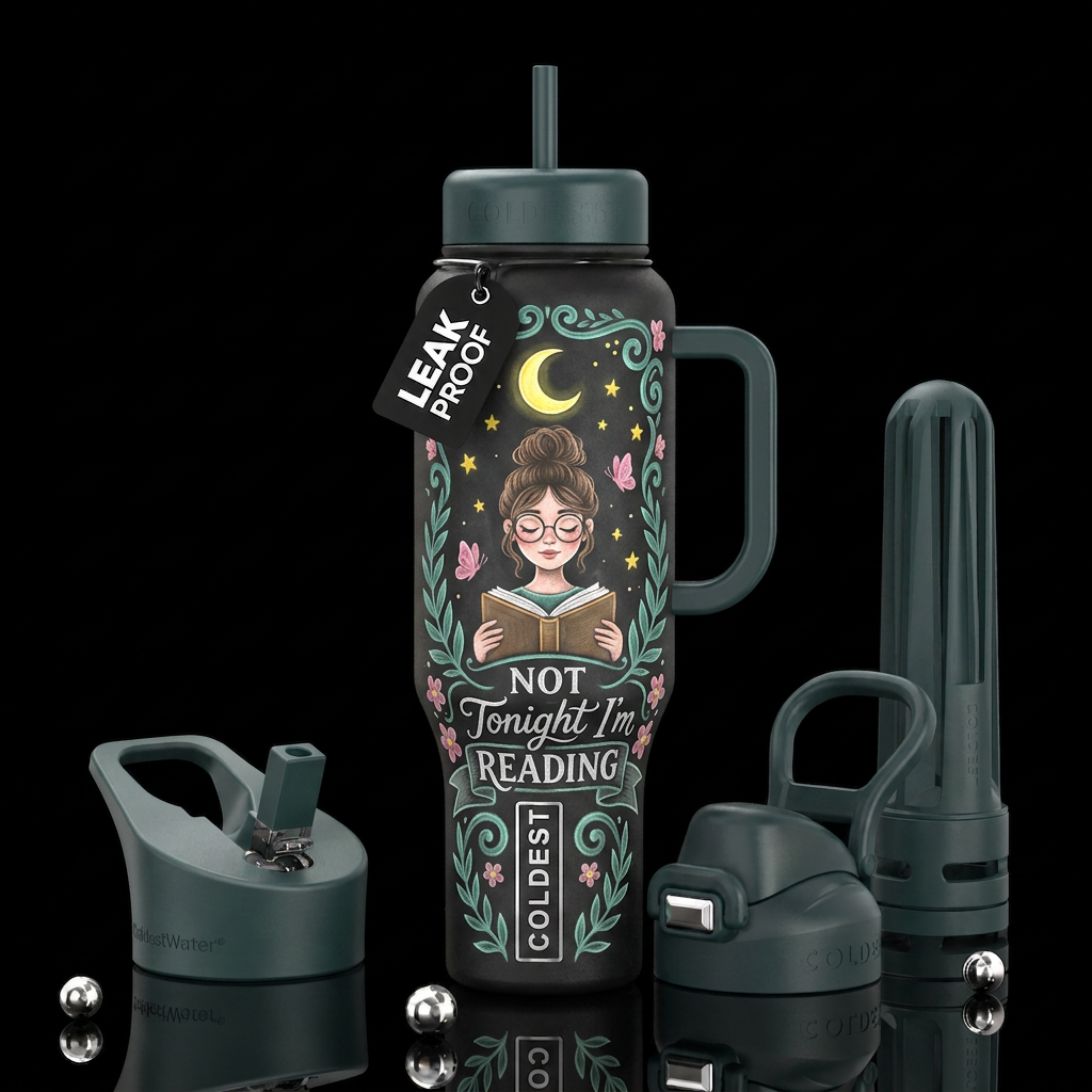 Create a vertical chalkboard-style monochrome illu... water bottle design