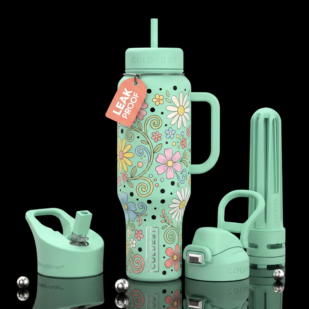 Photorealistic studio product shot of a tall insul... water bottle design