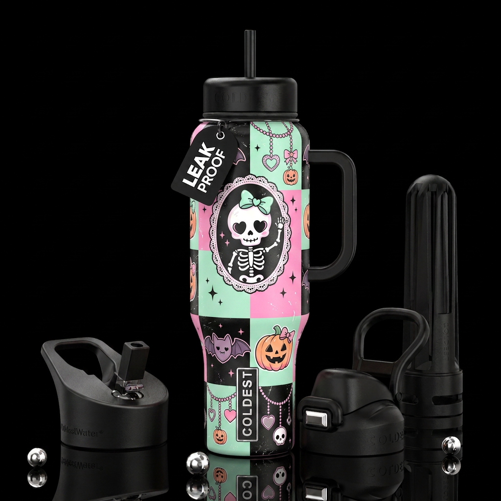 Black Skeleton water bottle design