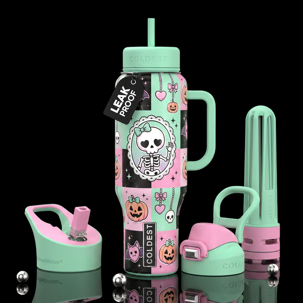 Mint Skeleton water bottle design
