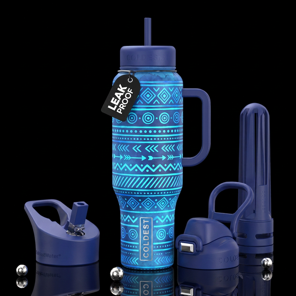 Blue Tribal water bottle design