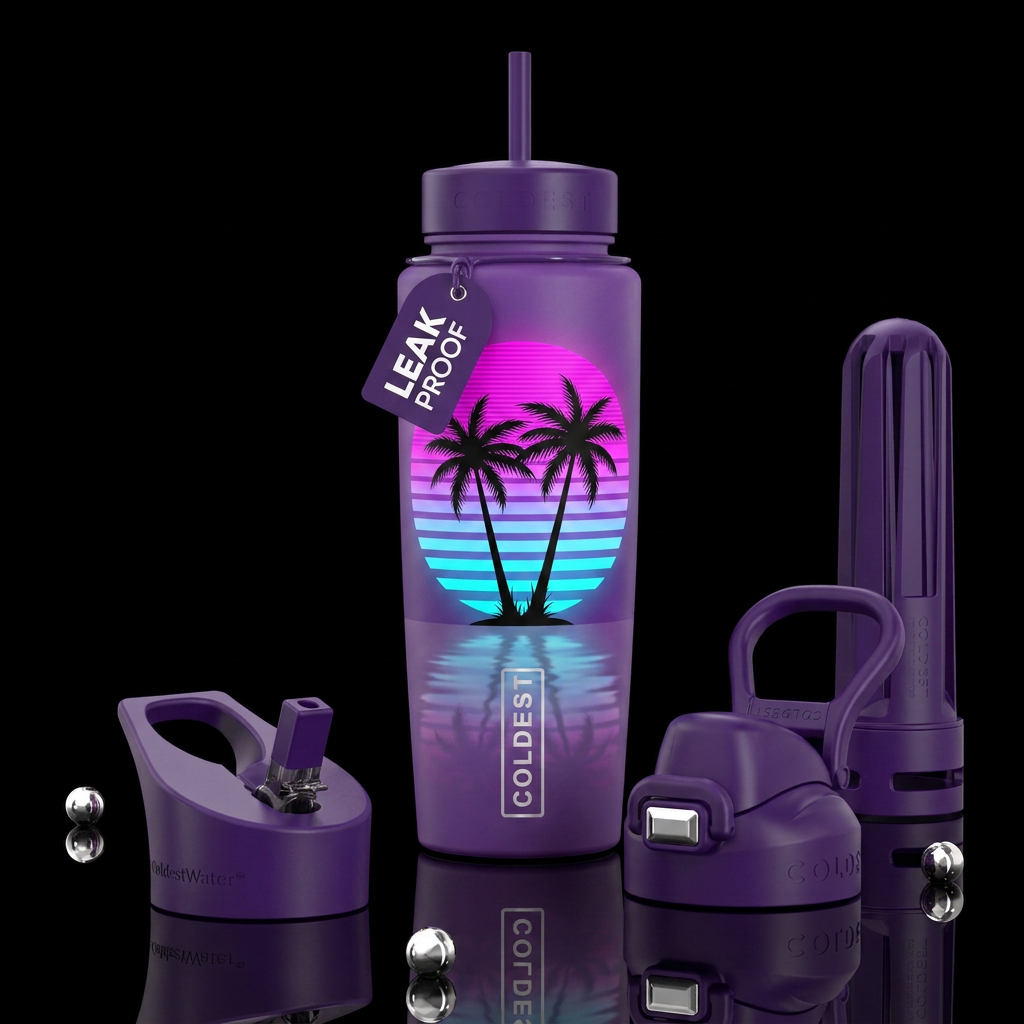 Neon Reflections water bottle design