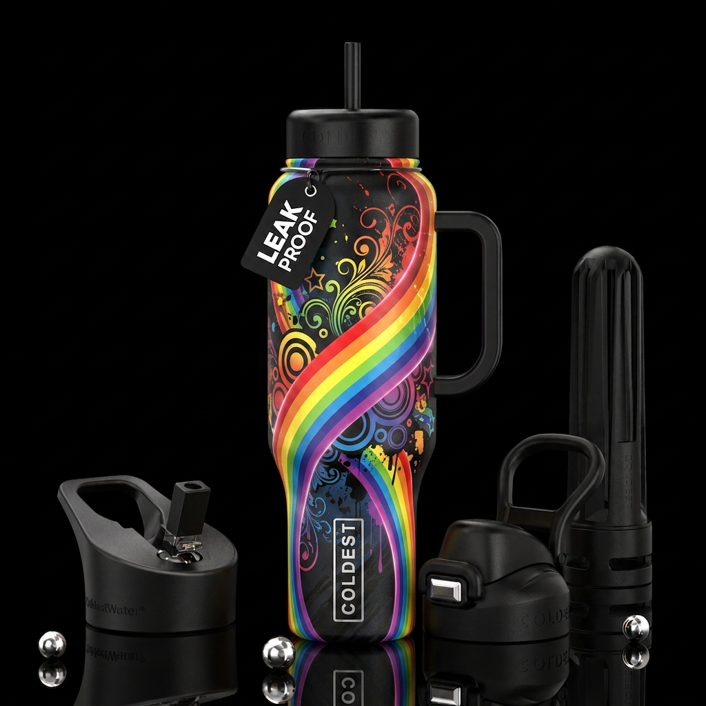Abstract Rainbow water bottle design