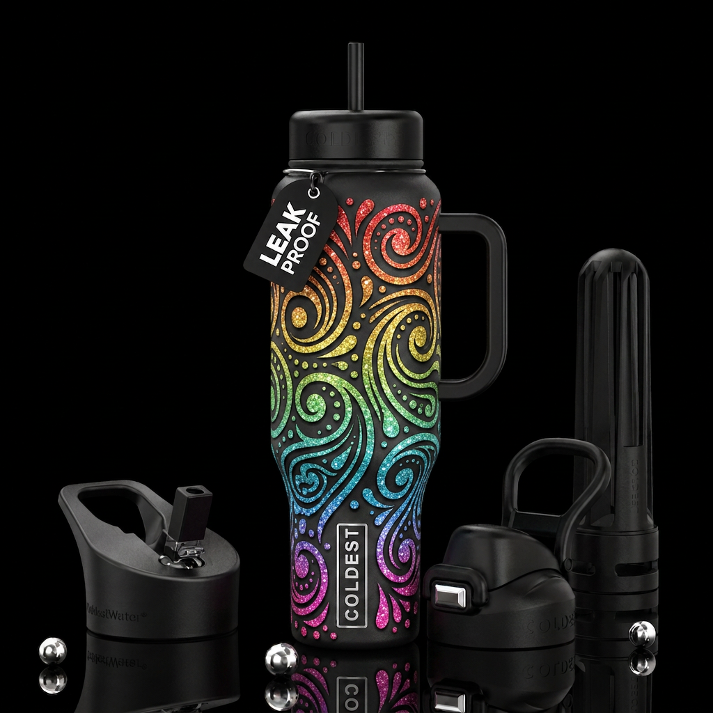 Rainbow Swirls water bottle design