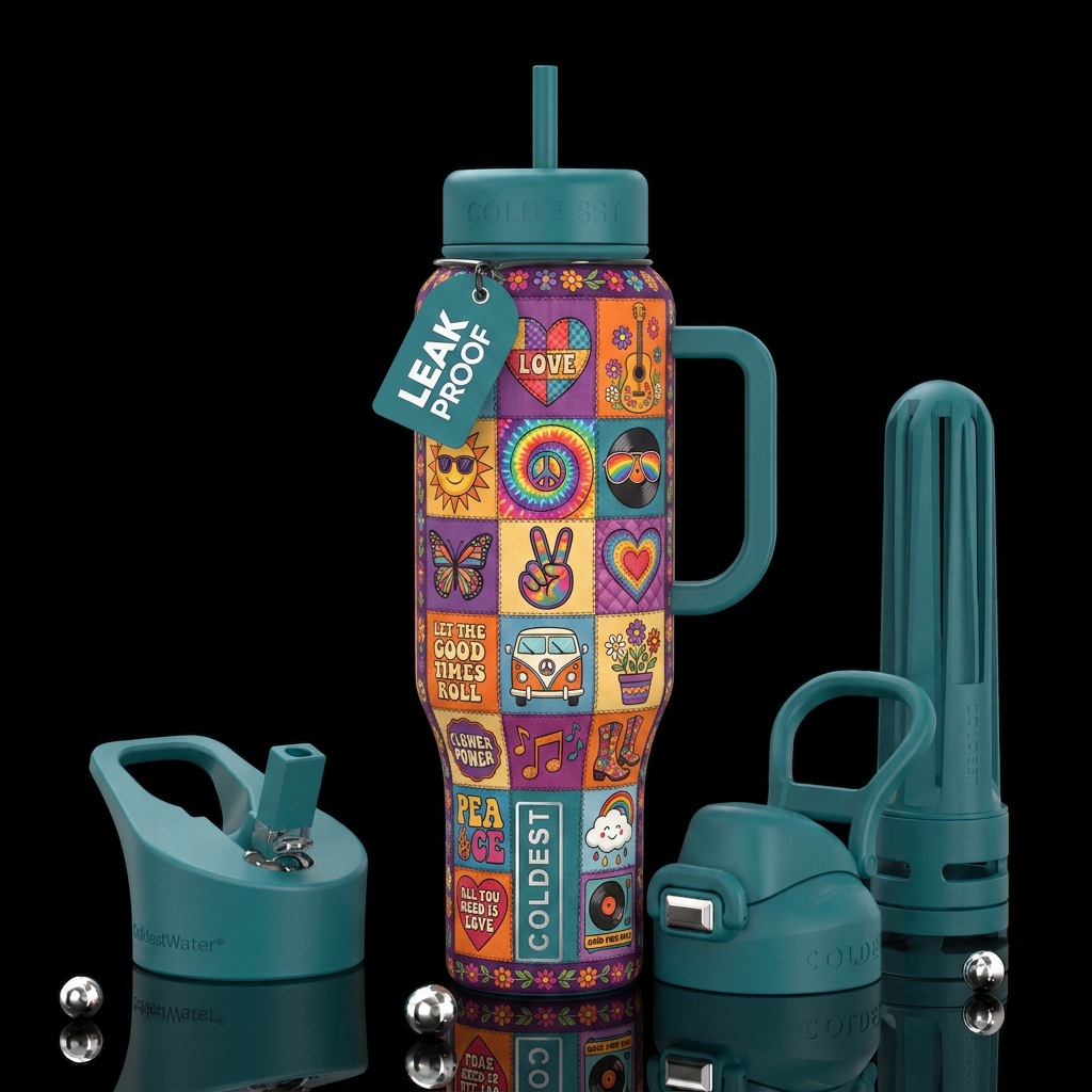 Hippie Quilt water bottle design