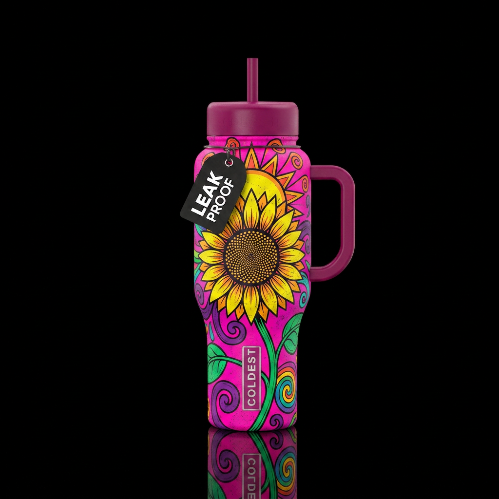 SUNFLOWER LOVE water bottle design