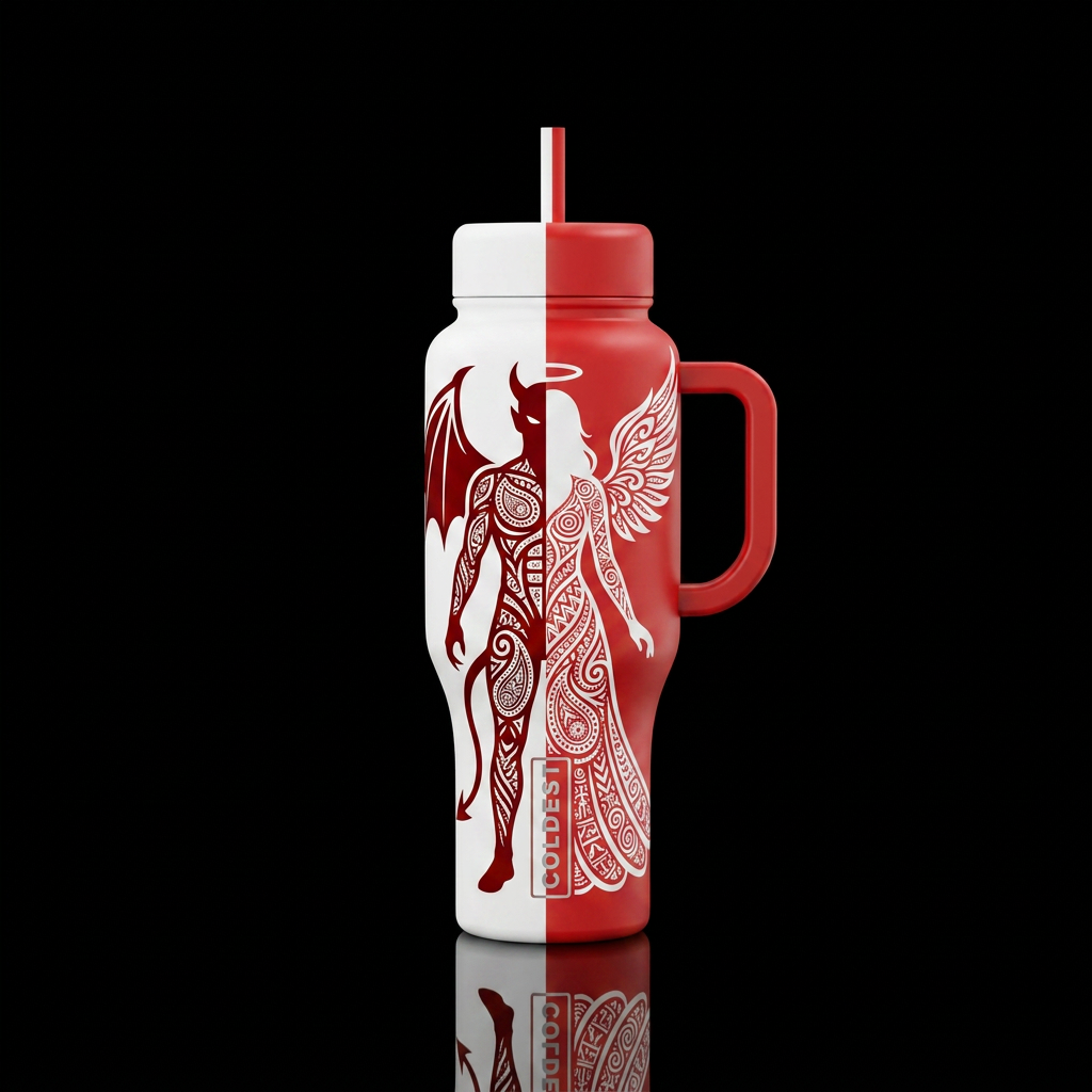 Devil Angel water bottle design