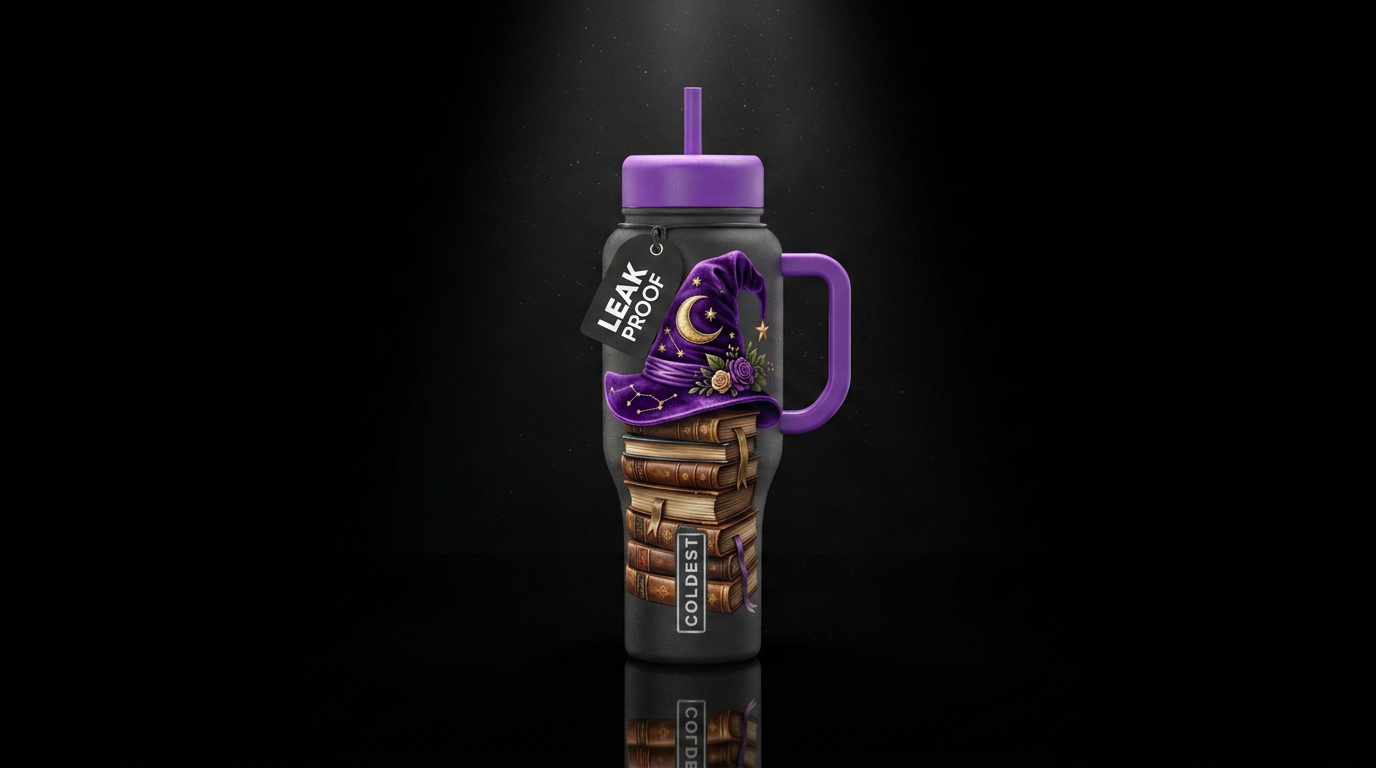 Wizard Books water bottle design