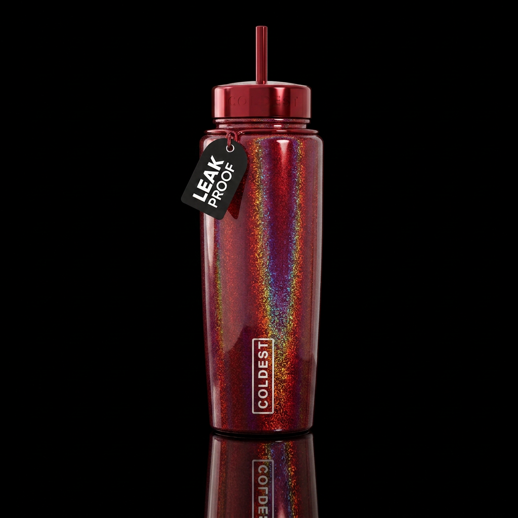 Candy Apple Glitter water bottle design