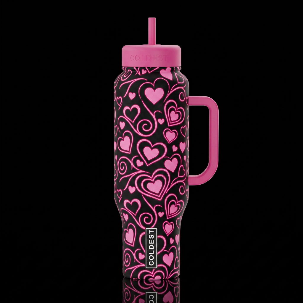 Pink Love water bottle design