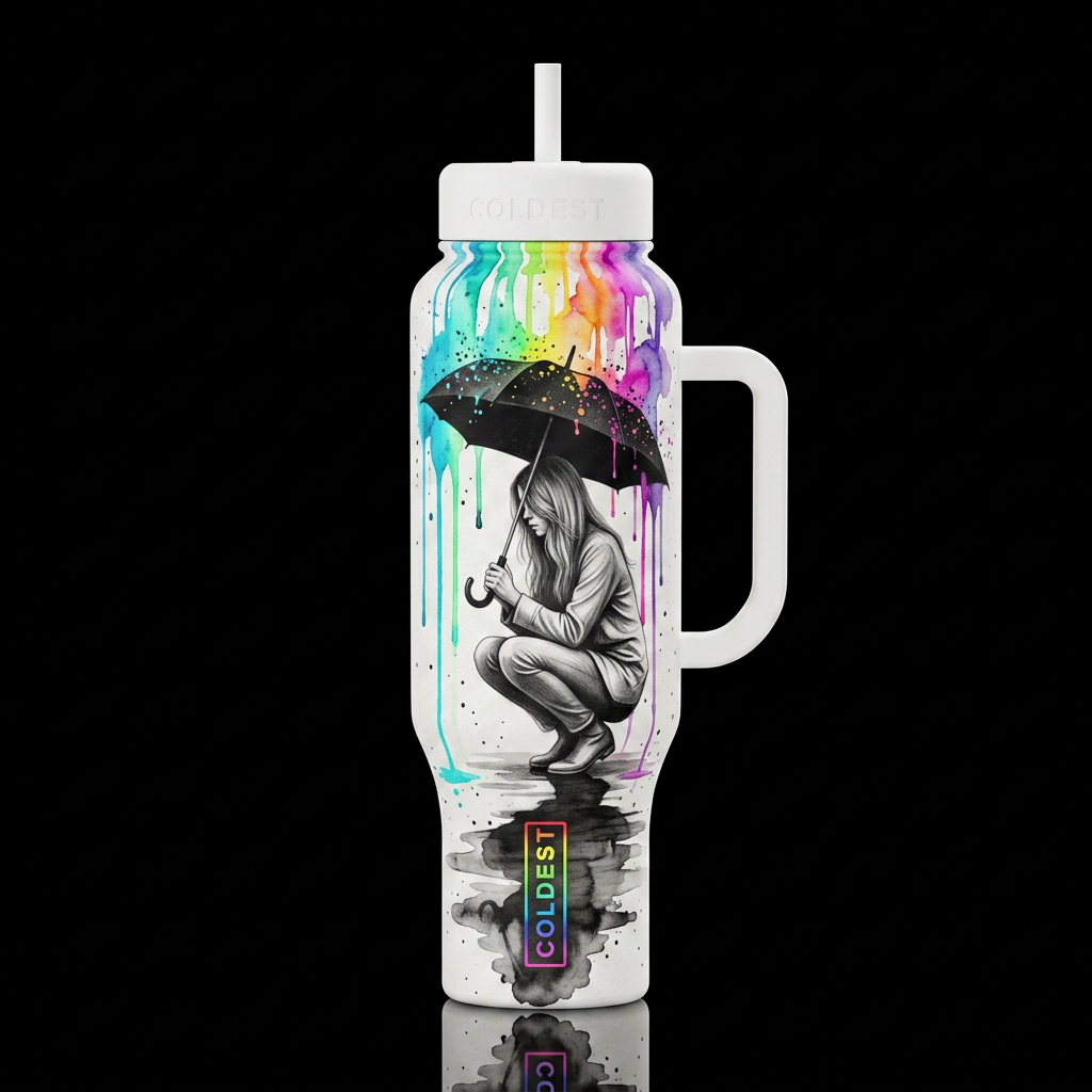 Rainbow Umbrella water bottle design