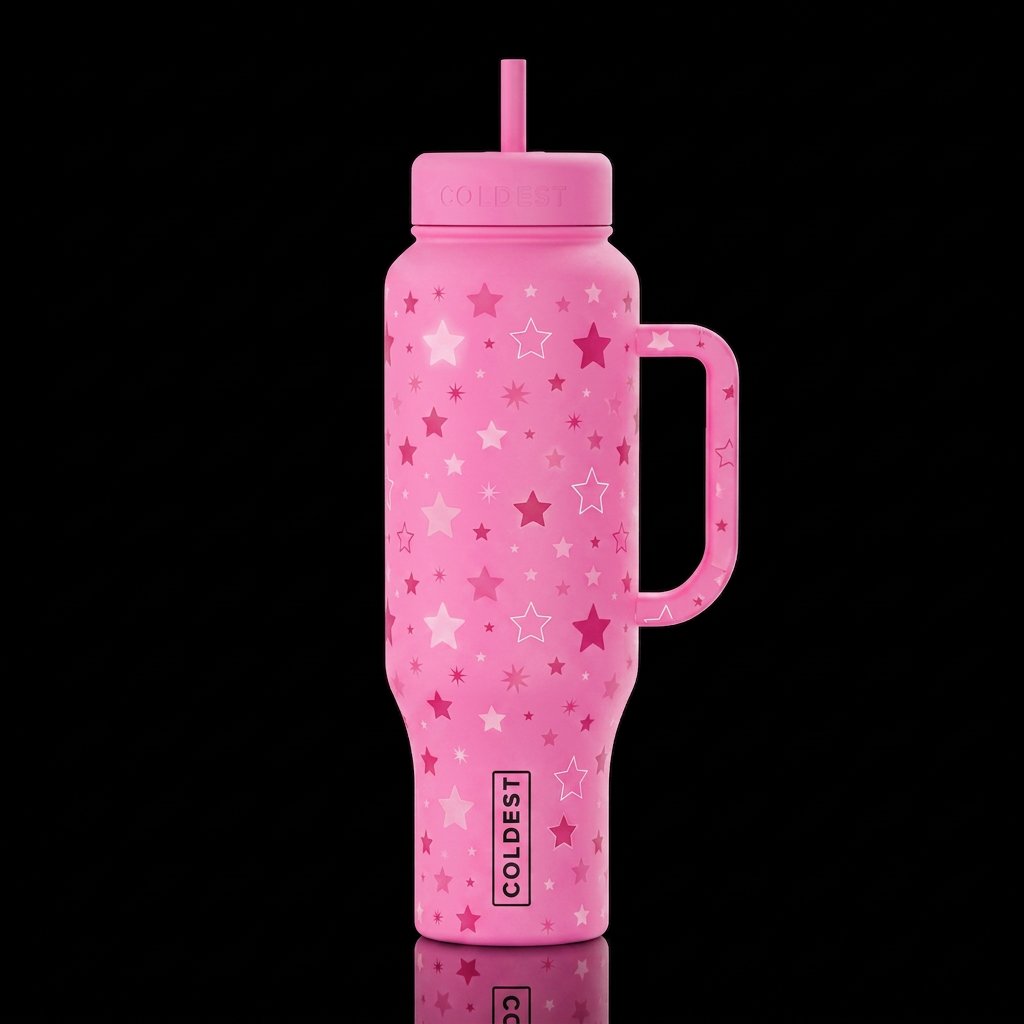 Pink Stars water bottle design