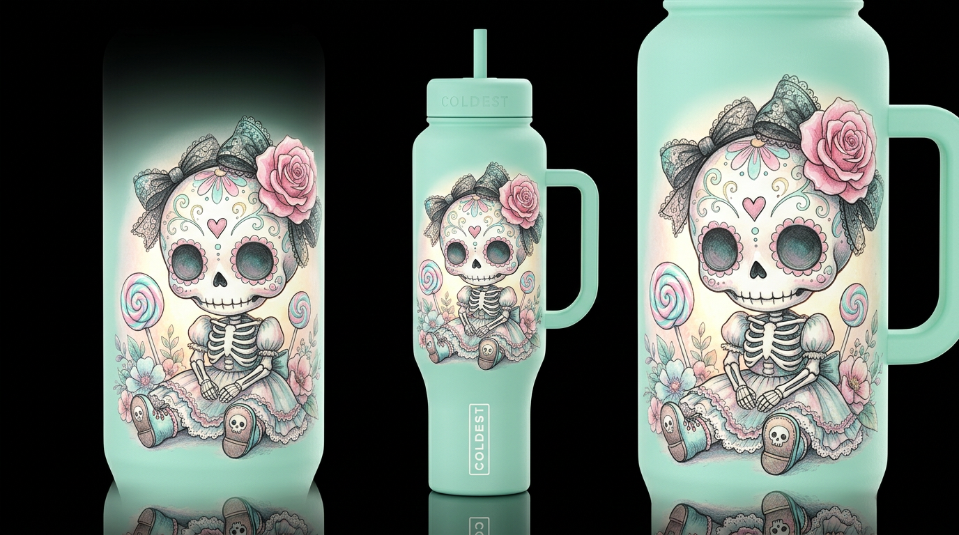 Sugar Skeleton water bottle design