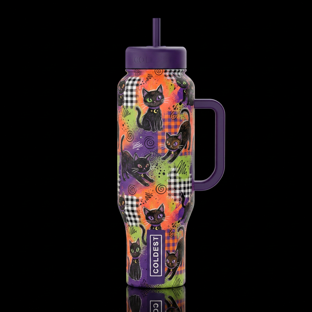 Black Cats water bottle design