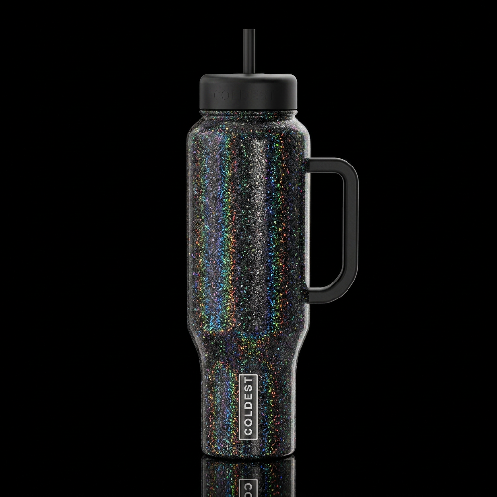 Black Glitter water bottle design