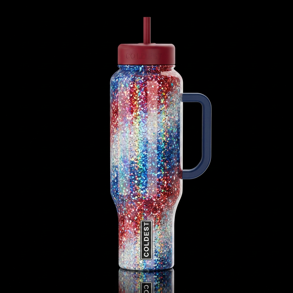 Patriotic Glitter water bottle design