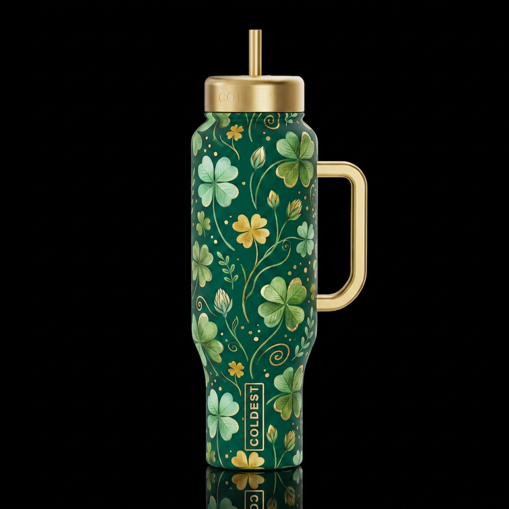 4 Leaf Clovers water bottle design