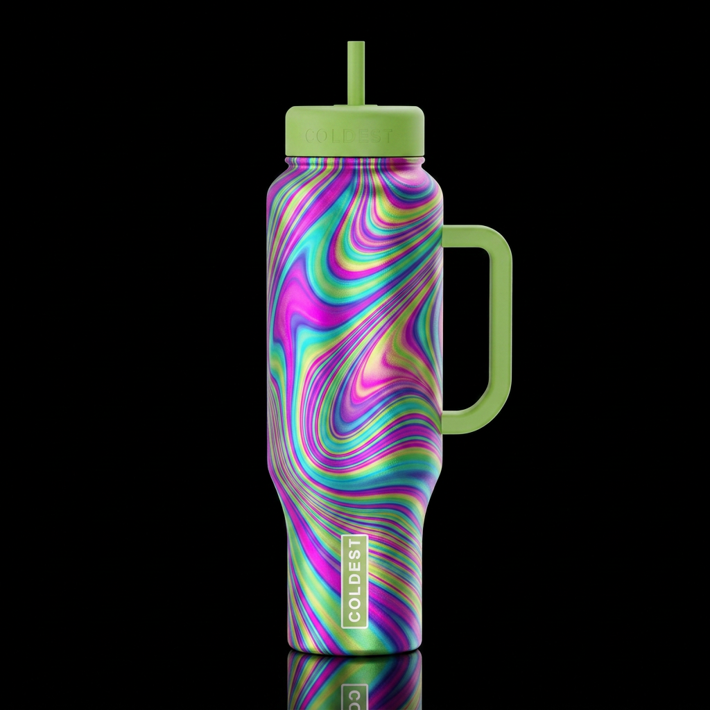 Neon Swirl water bottle design