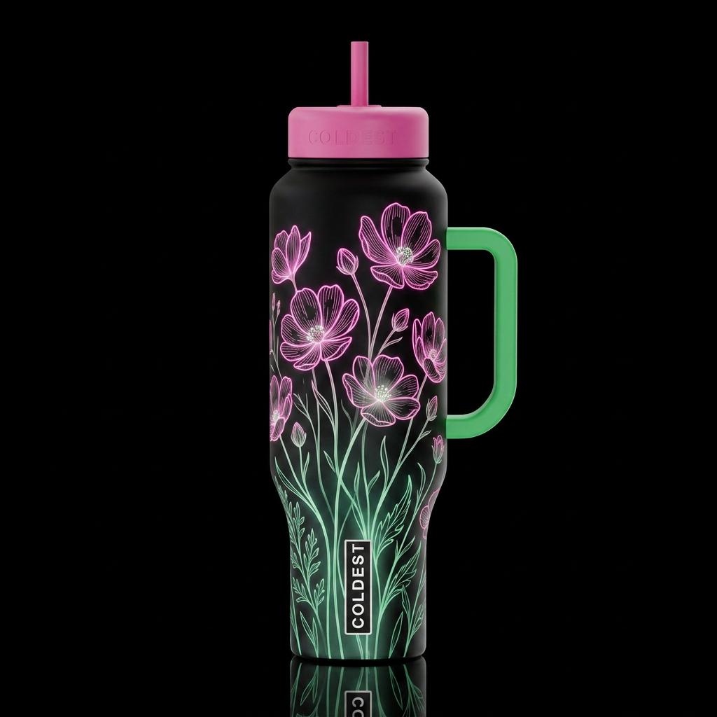 Glowie Flowers water bottle design