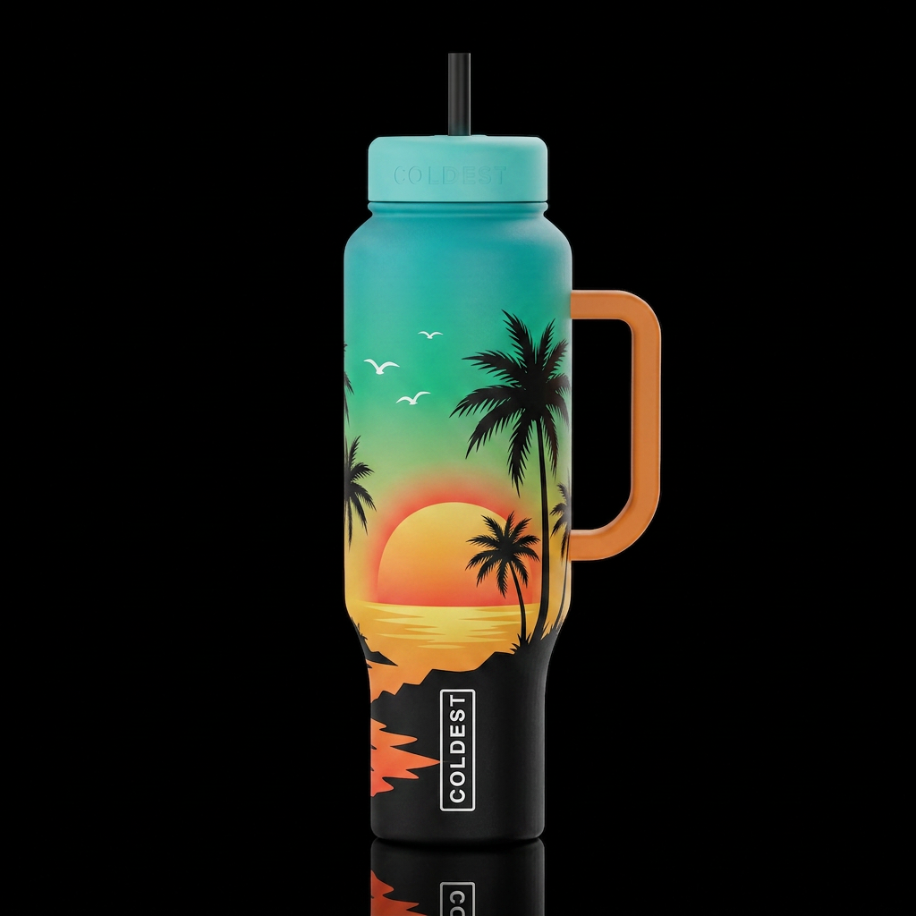 Tropical Sunset water bottle design