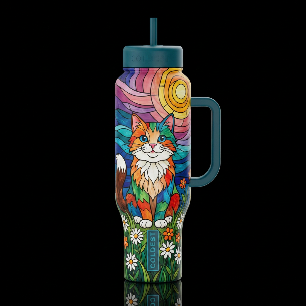 Glass Cat water bottle design