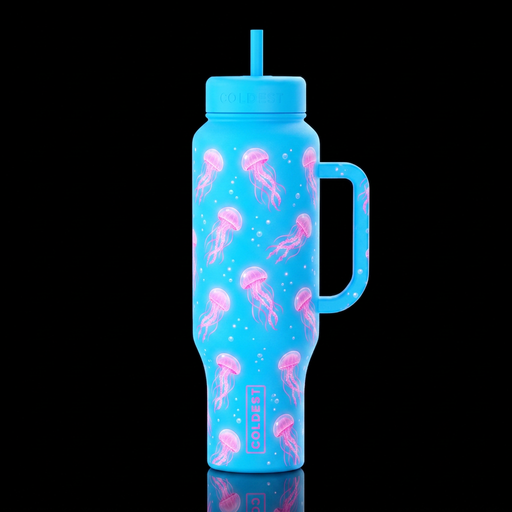 Pink Jellyfish water bottle design
