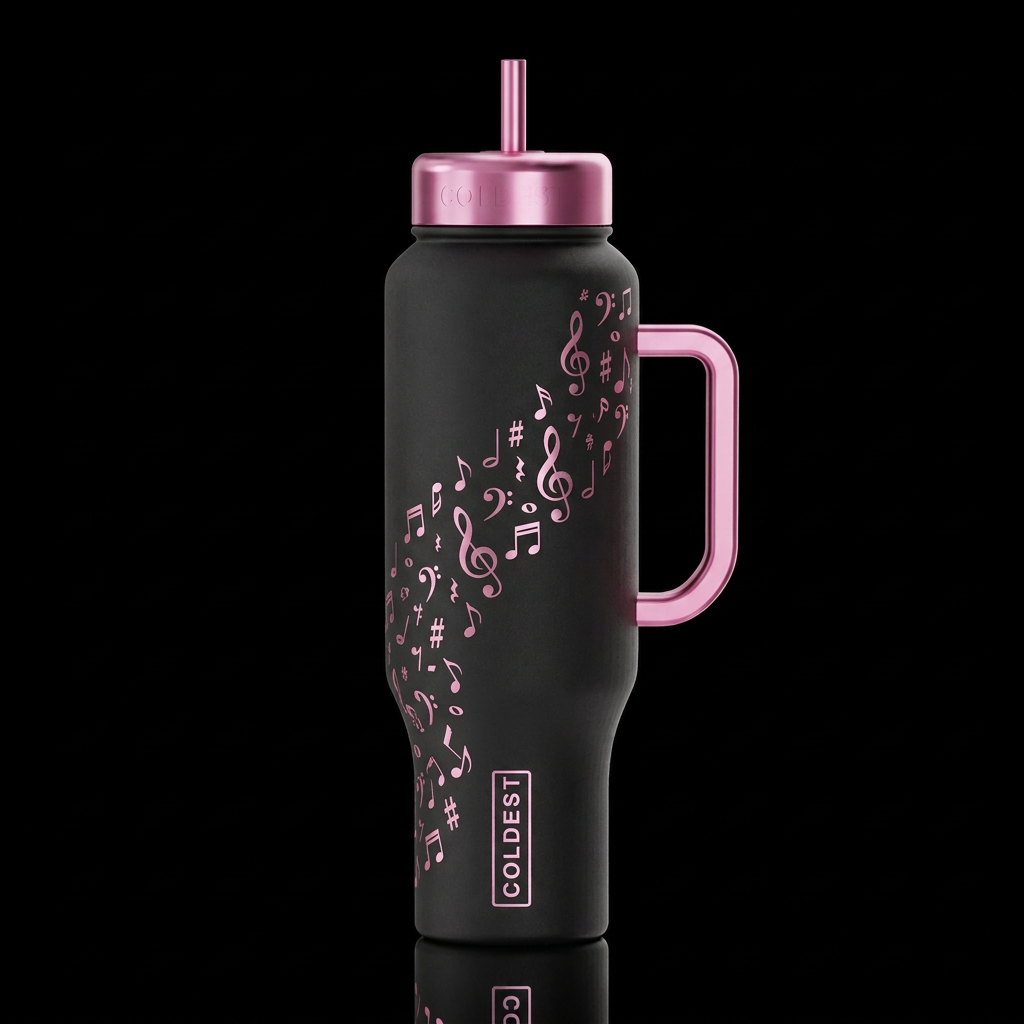 Pink Musician water bottle design