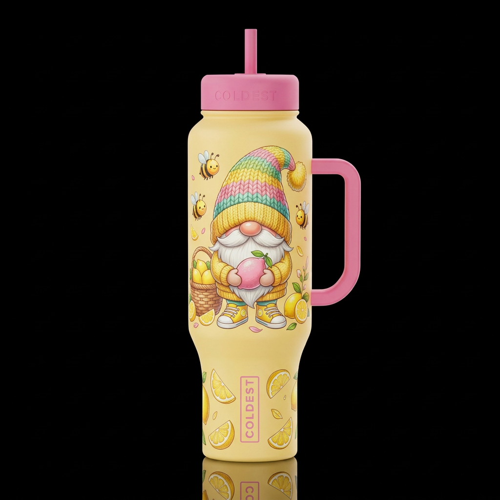 Lemonade Gnome water bottle design