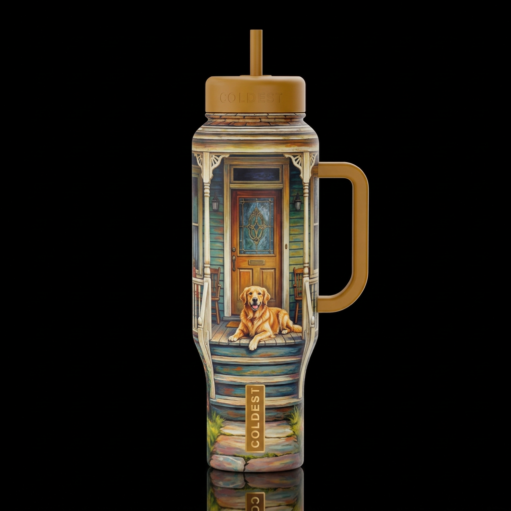 Golden Retriever water bottle design