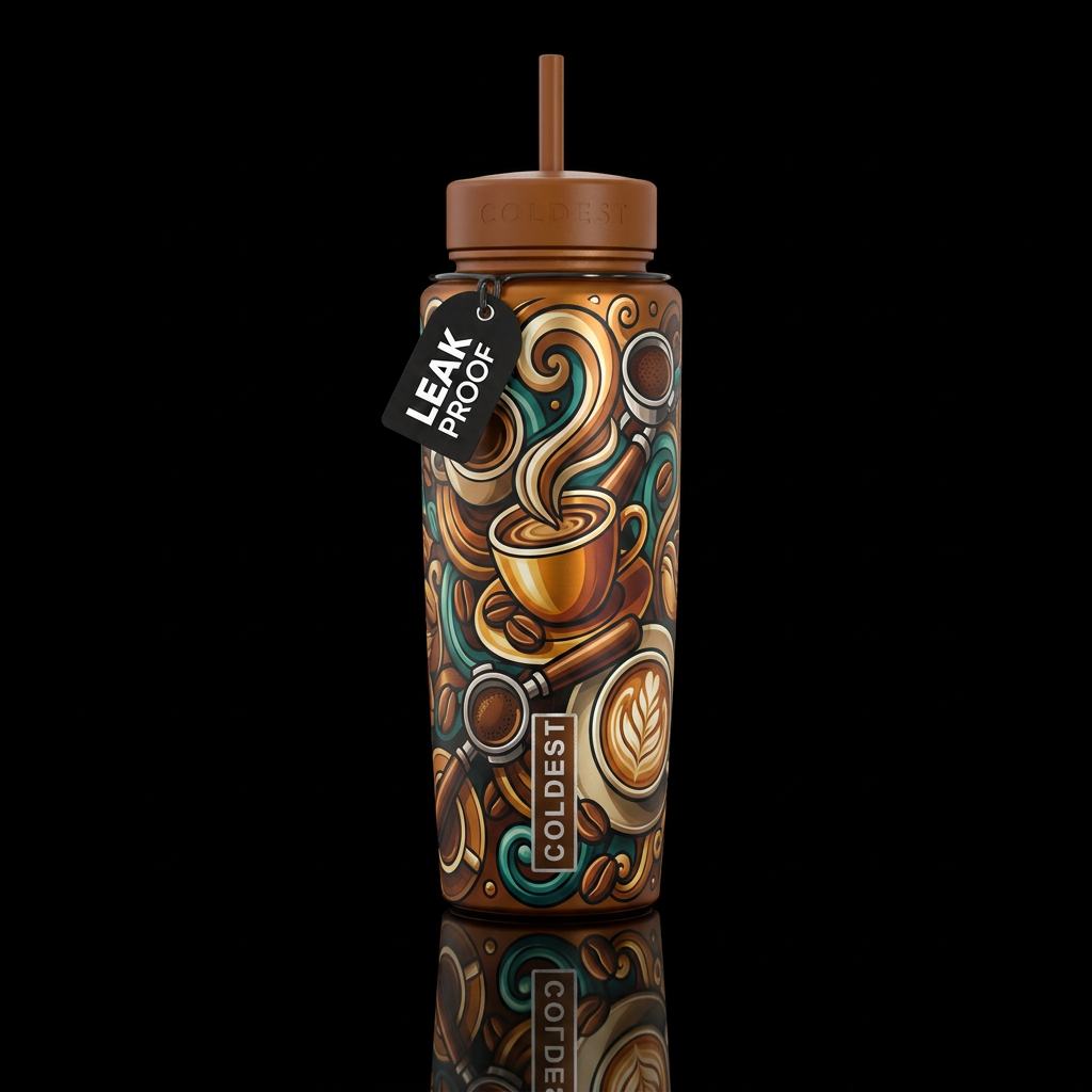 Abstract coffee water bottle design