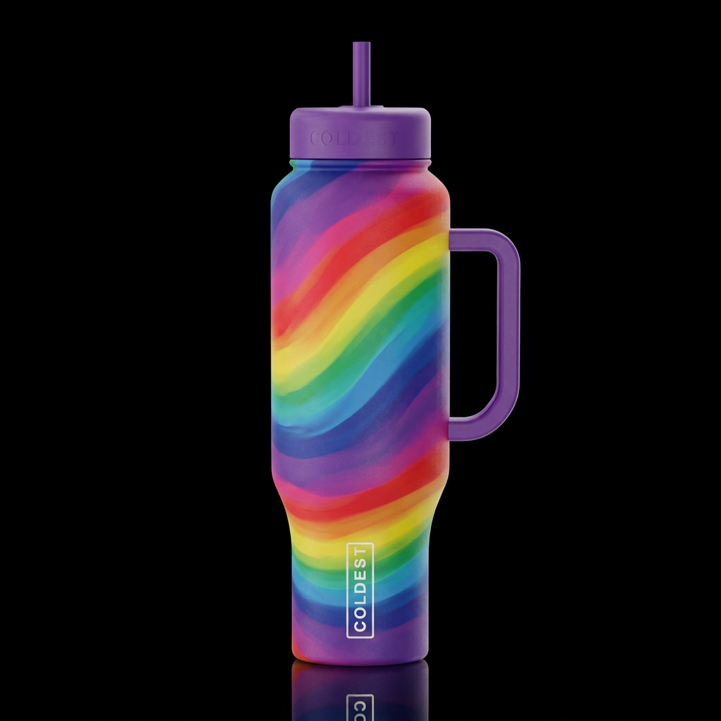 Abstract realistic rainbows water bottle design