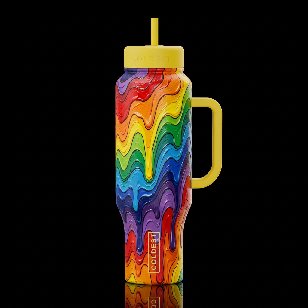 Melted Crayons water bottle design