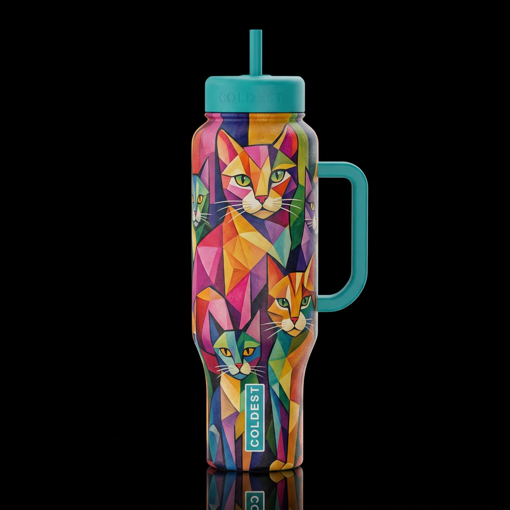 Cats Abstract water bottle design