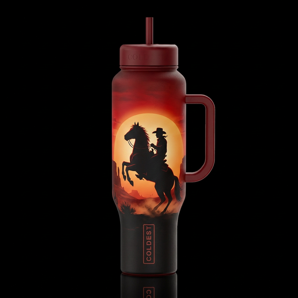 Lone Cowboy water bottle design