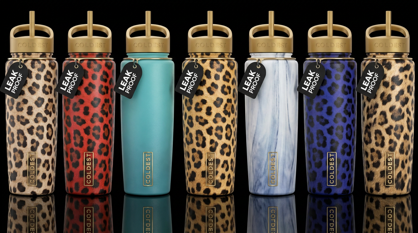 Leopard print water bottle design