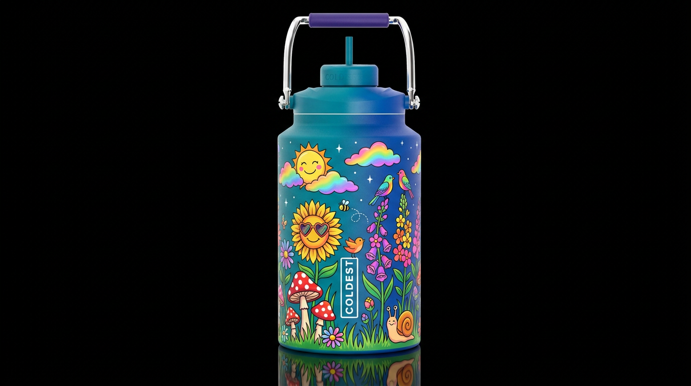 Psychedelic Summer water bottle design