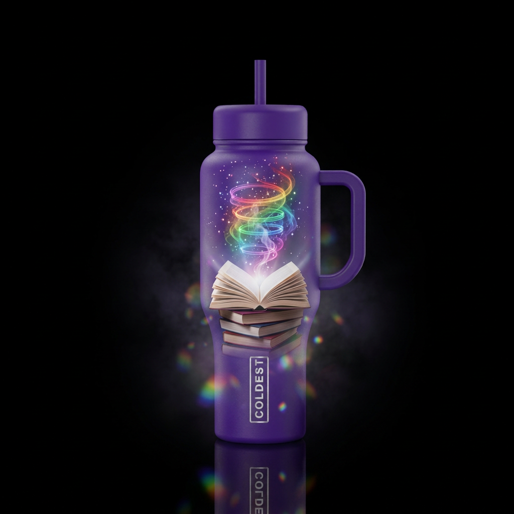 Rainbow Books water bottle design