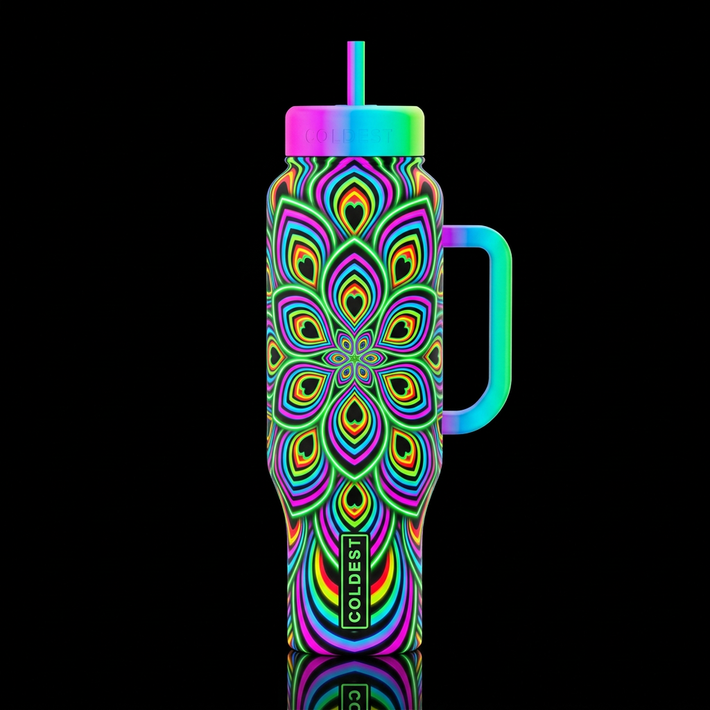 kaleidoscope Hearts water bottle design