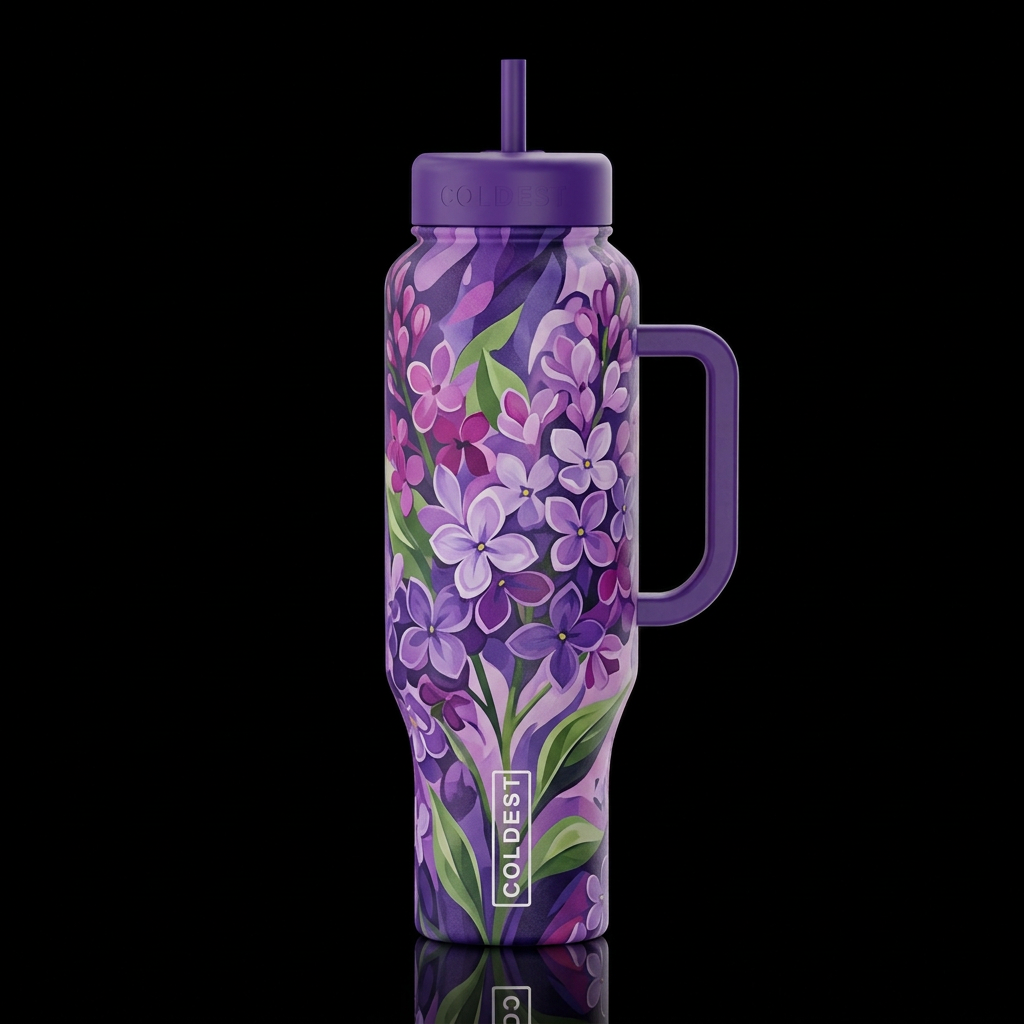 Abstract lilacs water bottle design