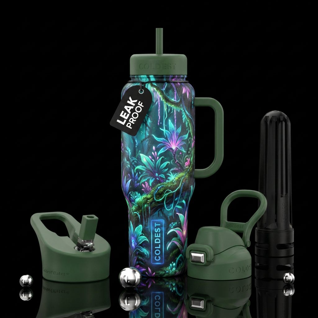 Glowie forest water bottle design