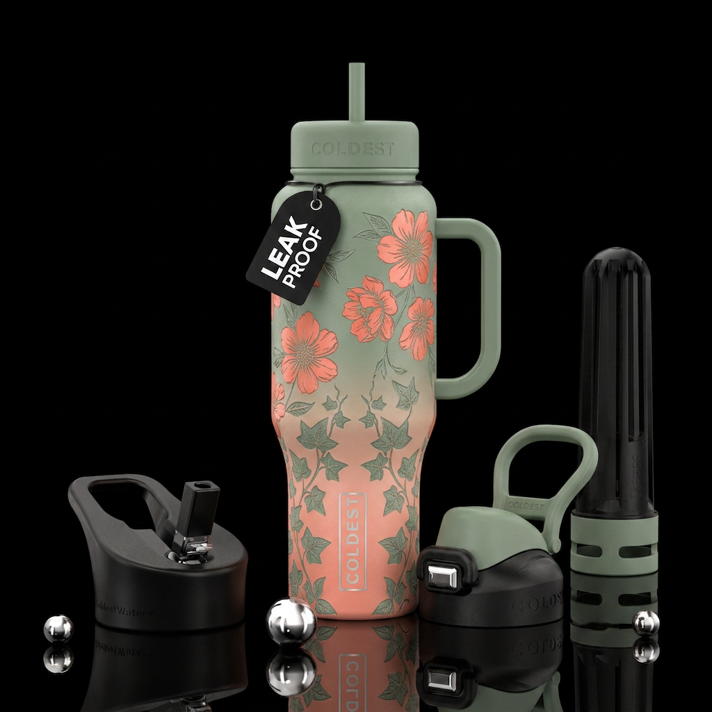 Coral Sage water bottle design