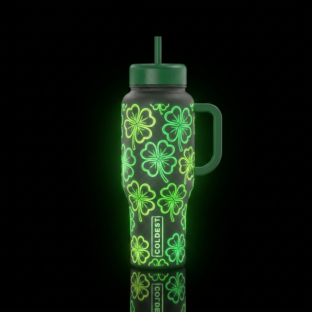 Glowie Luck water bottle design